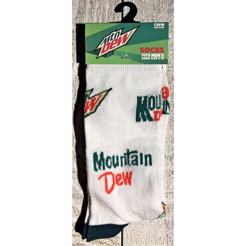 Mountain Dew Print Novelty Crew Socks - Men’s Size 6-12 - D003